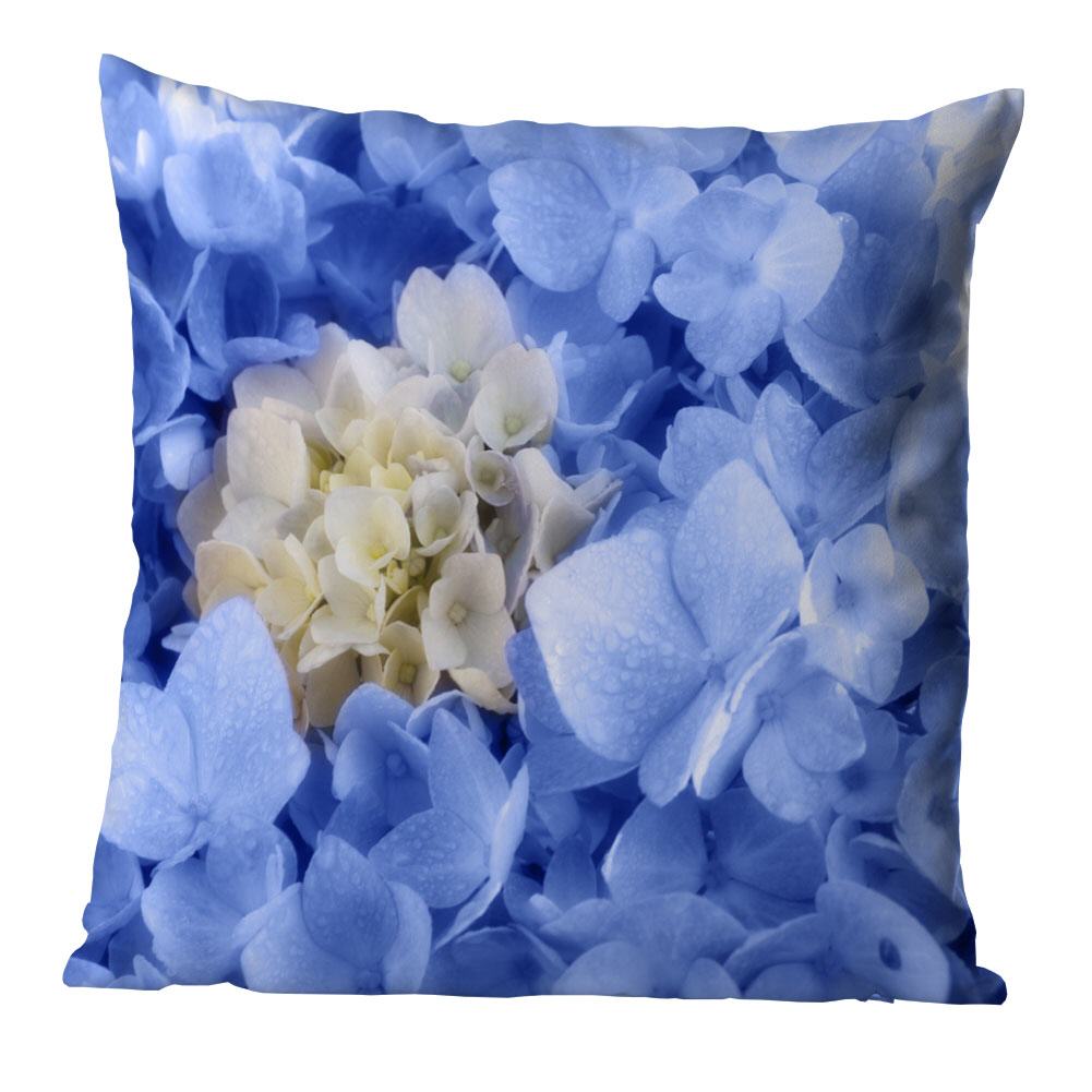 Blaue Hortensie | Kissen, inkl. Reißverschluss und Inlett, waschbar bei 30C