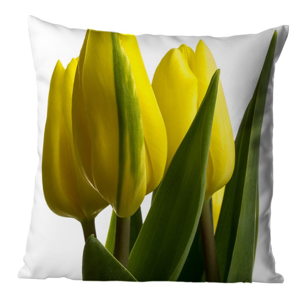 Drei gelbe Tulpen | Kissen, inkl. Reißverschluss und Inlett, waschbar bei 30C